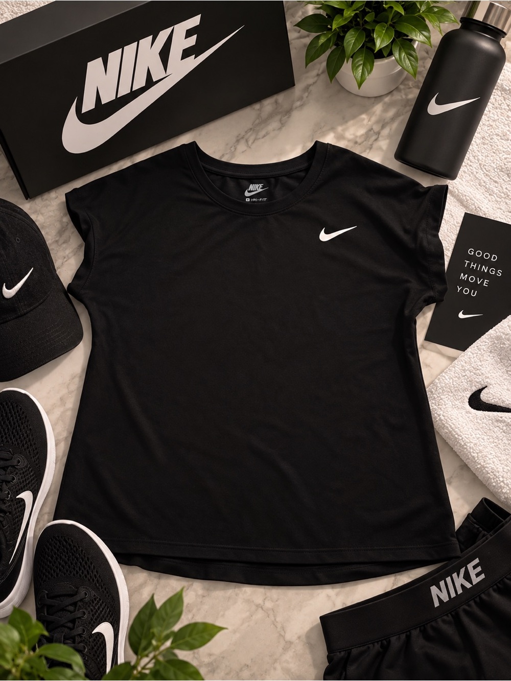 Nike Black Women's Tank Top with White Swoosh